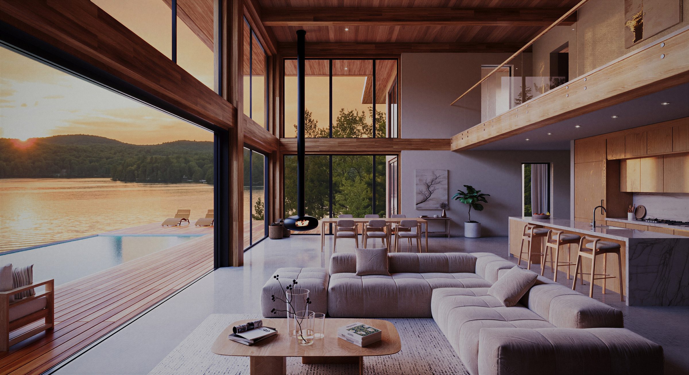 Visualization of a contemporary Scandinavian residential development exterior